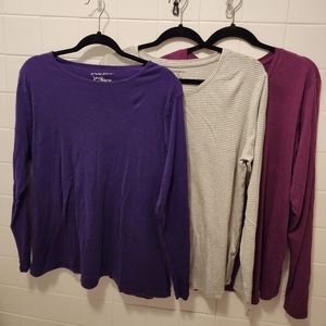 3 long sleeved boat neck shirts 2XL